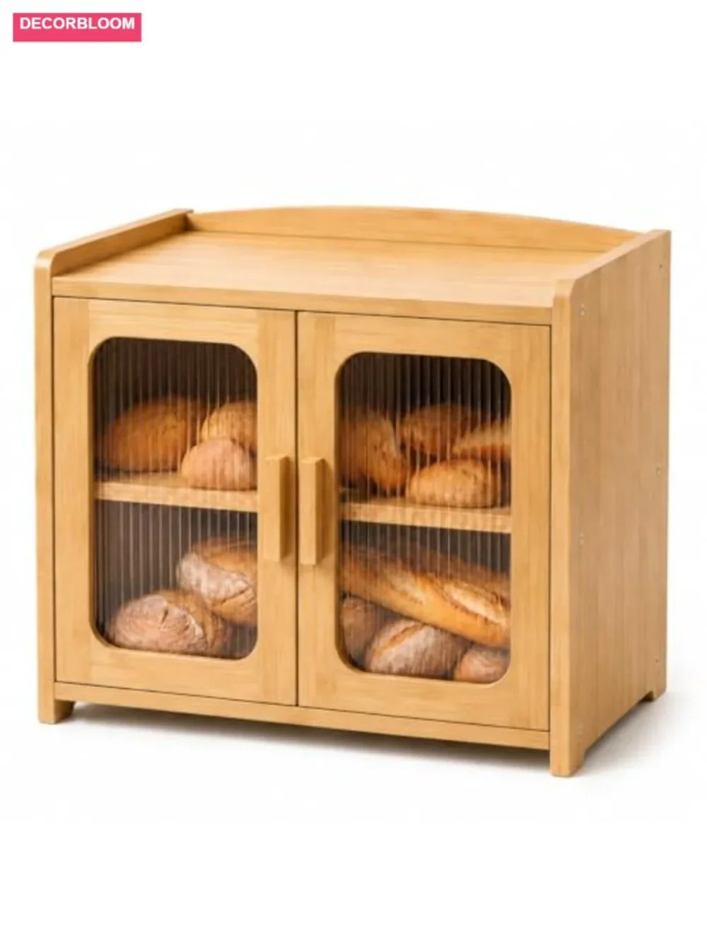 Large Bamboo Bread Box with Acrylic Window, Farmhouse Kitchen Storage, 2 Tier